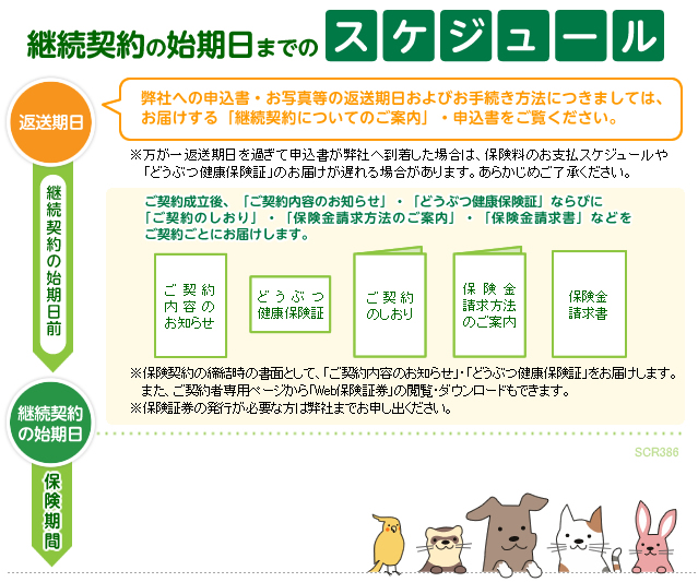 継続契約の始期日までのスケジュール