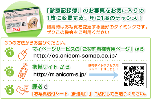 「診療記録簿」用のお写真について　3つの方法からお選びください。