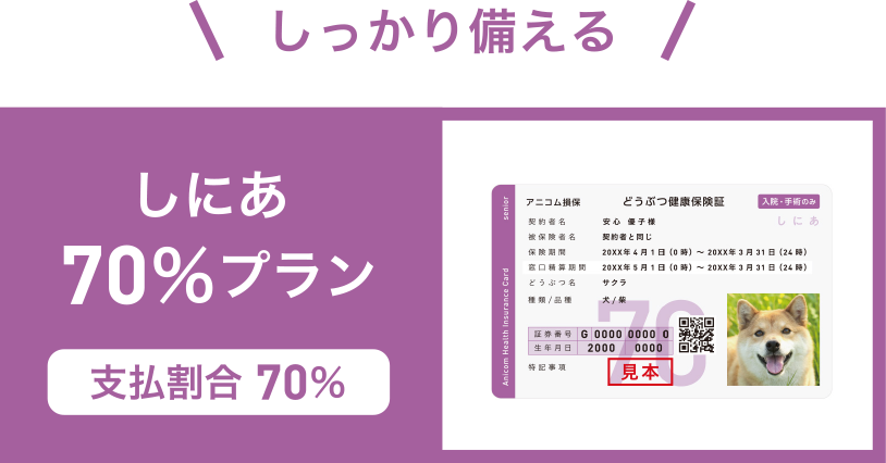 しにあ70％プラン 支払割合 70％