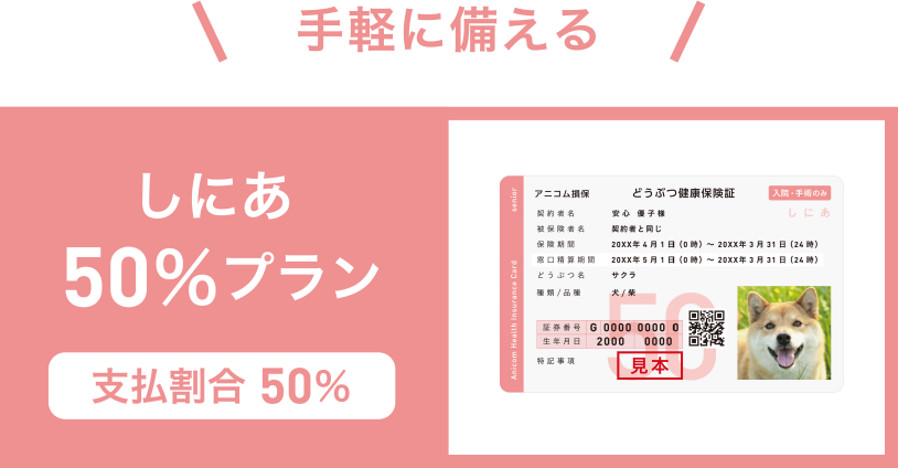 しにあ50％プラン 支払割合 50％
