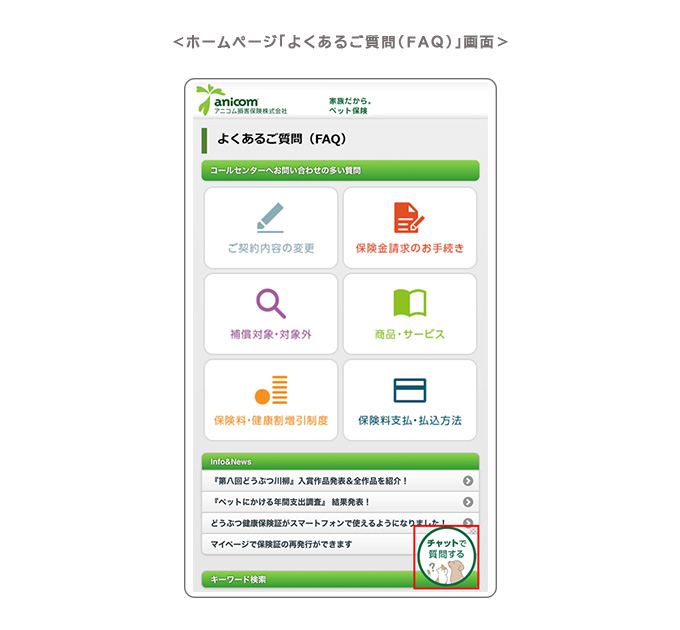 ホームページ「よくあるご質問（FAQ）」画面