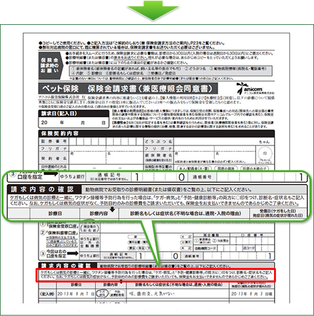「ペット保険　保険金請求書（兼医療照会同意書）」のわかりやすさ向上