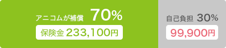 アニコムが補償70% 保険金233,100円 自己負担30% 99,900円