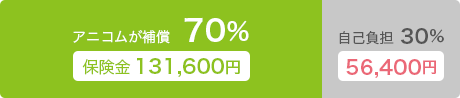アニコムが補償70% 保険金131,600円 自己負担30% 56,400円