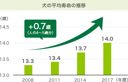 犬の平均寿命の推移
