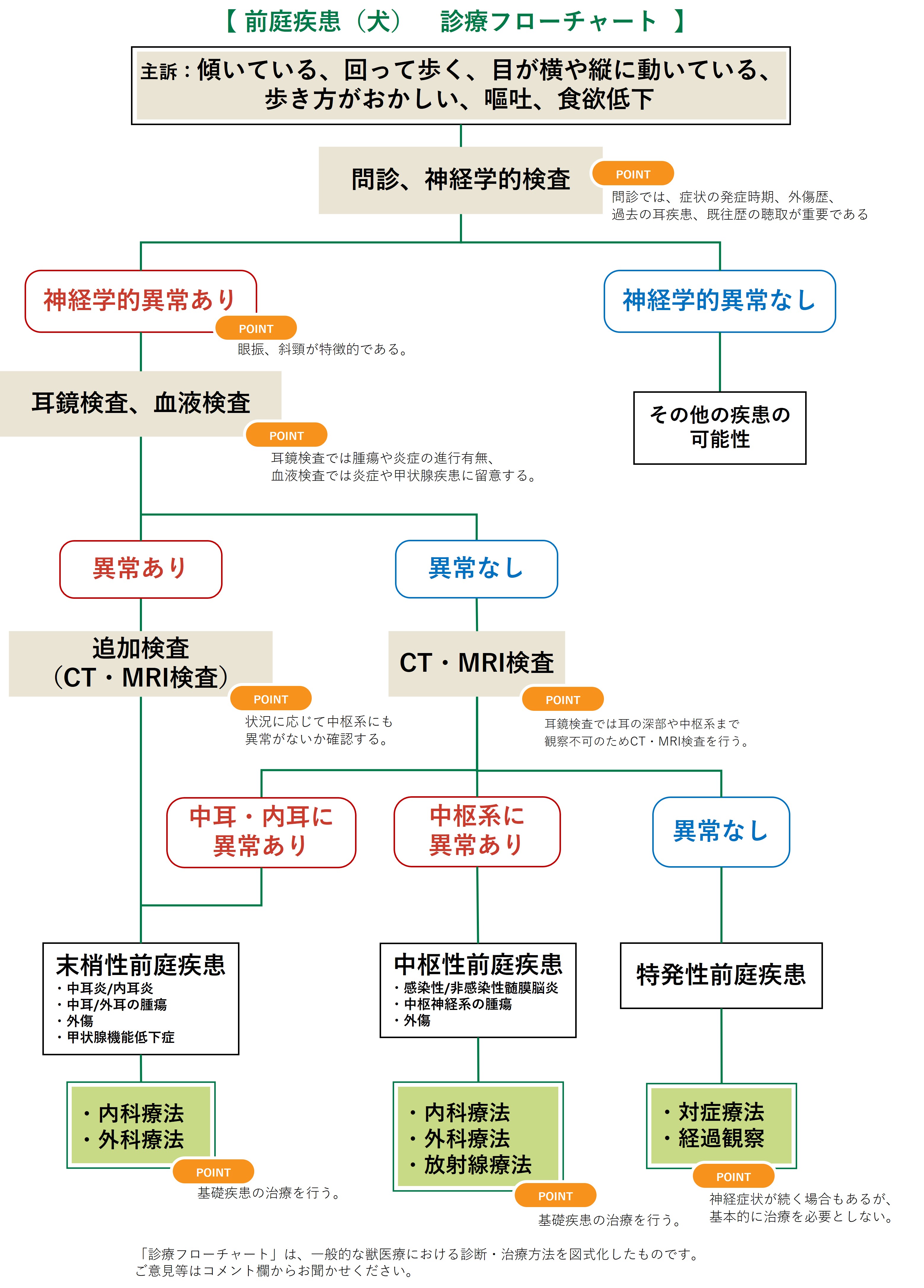 前庭疾患（犬）フローチャート