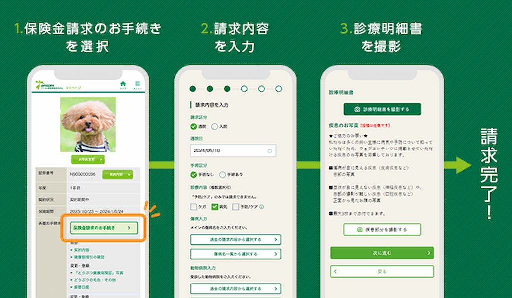 マイページでの保険金請求の方法