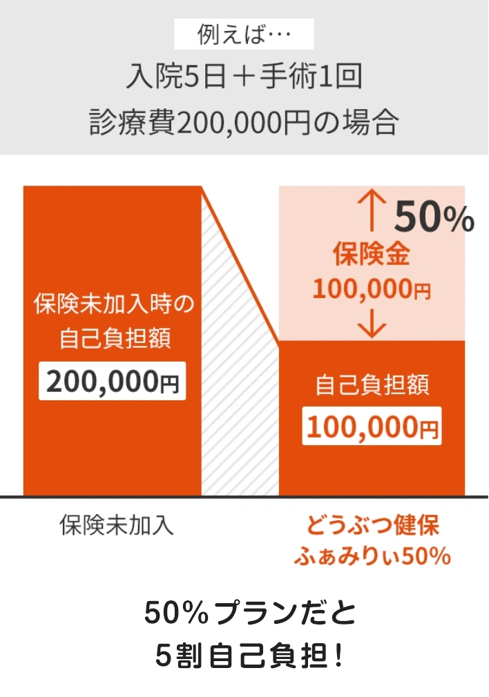 50%プランだと5割自己負担
