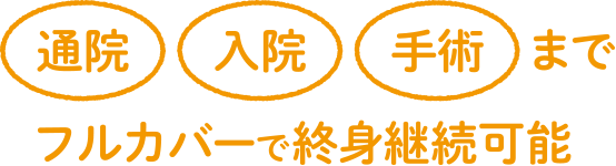 通院入院手術までフルカバーで終身継続可能