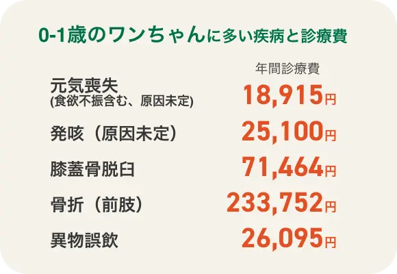 0-1歳のワンちゃんに多い疾病と診療費