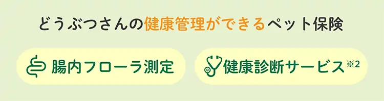 どうぶつさんの健康管理ができるペット保険 腸内フローラ測定 健康診断サービス※2