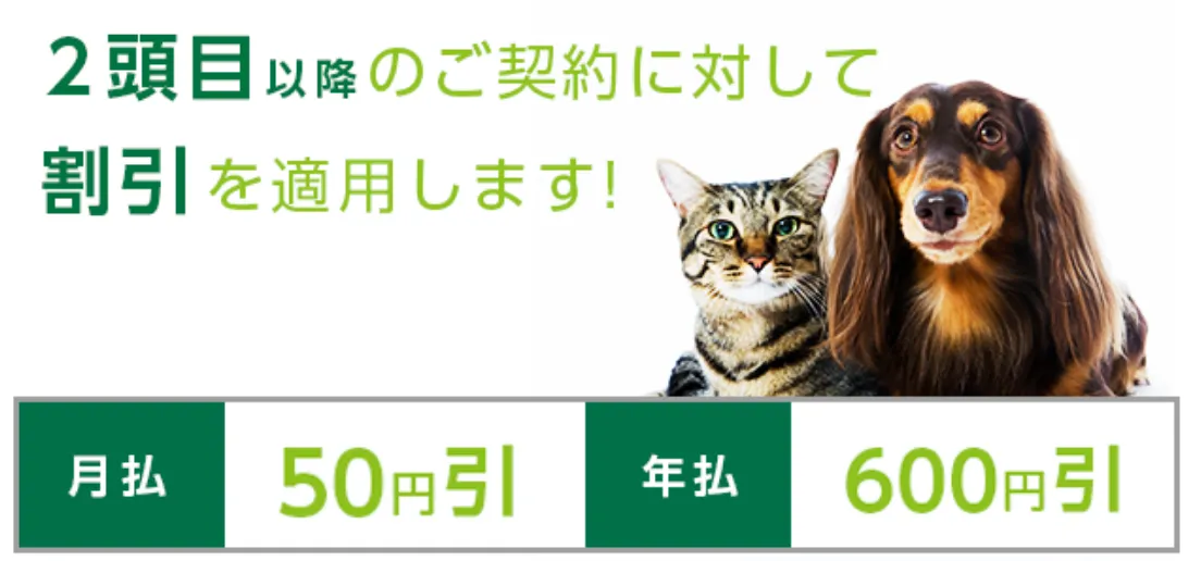 2頭目以降のご契約に対して割引を適用します！