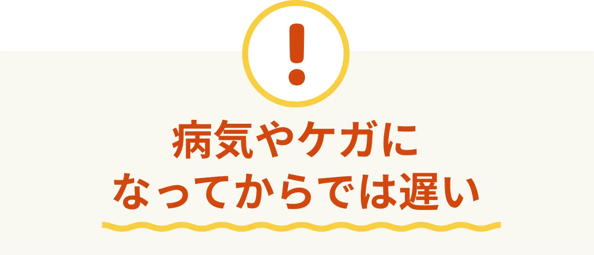 病気やケガになってからでは遅い