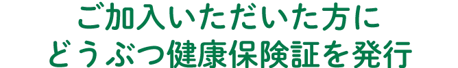 ご加入いただいた方にどうぶつ健康保険証の発行