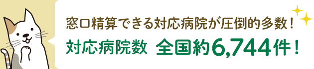 窓口精算できる対応病院が圧倒的多数！対応病院数 全国約6,744件！