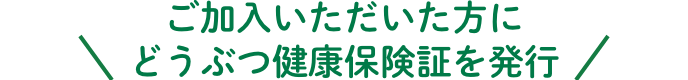 ご加入いただいた方にどうぶつ健康保険証を発行