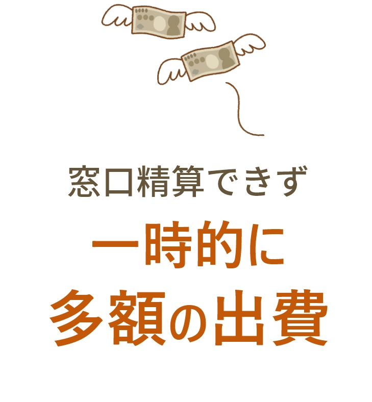 窓口精算できず一時的に多額の出費