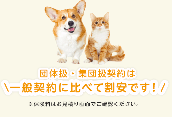 団体扱・集団扱契約は一般契約に比べて割安です！※保険料は見積画面でご確認ください。