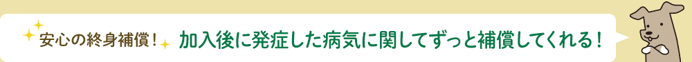 安心の終身補償！加入後に発症した病気に関してずっと補償してくれる！