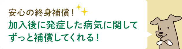 安心の終身補償！加入後に発症した病気に関してずっと補償してくれる！