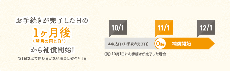 郵送申込みよりも補償開始までの期間が短い♪
