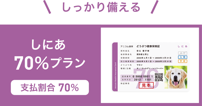 しにあ70％プラン 支払割合 70％
