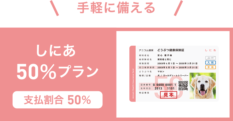 しにあ50％プラン 支払割合 50％
