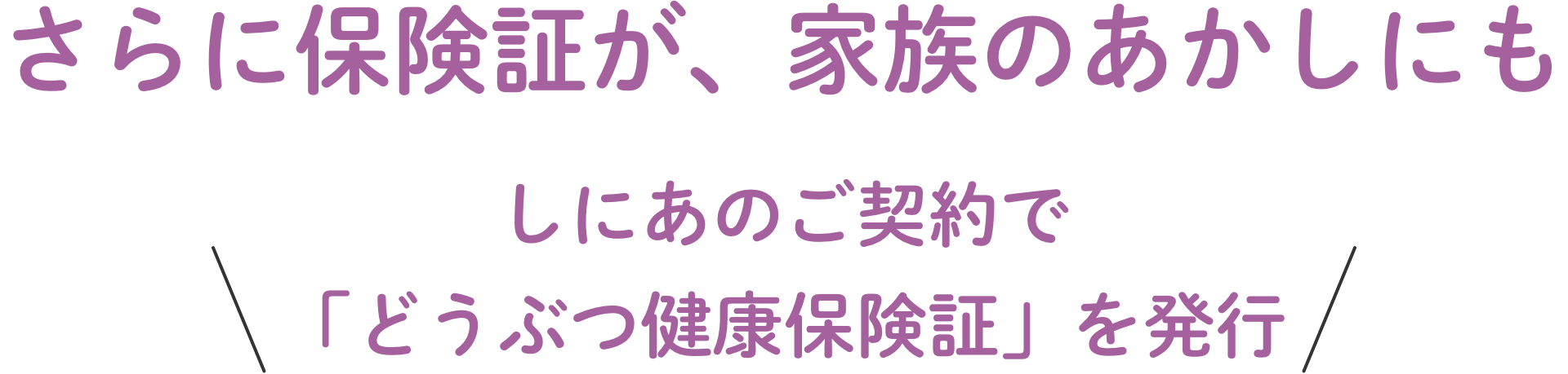 さらに保険証が家族のあかしにも しにあのご契約で「どうぶつ健康保険証」を発行