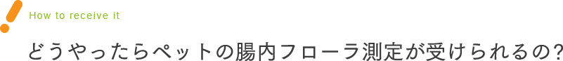 How to receive it　どうやったらペットの腸内フローラ測定が受けられるの？