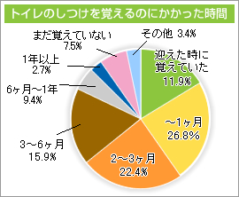 トイレのしつけを覚えるのにかかった時間