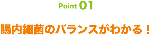 Point01 腸内細菌のバランスがわかる！
